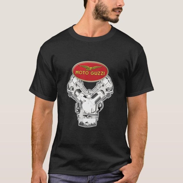 Camiseta Logotipo y motor de Guzzi (Anverso)