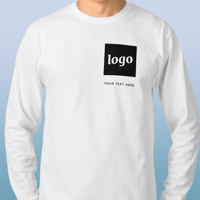 Camiseta Logotipo y Texto Simple de Negocio (Logo crest and custom text business promotional t-shirt)