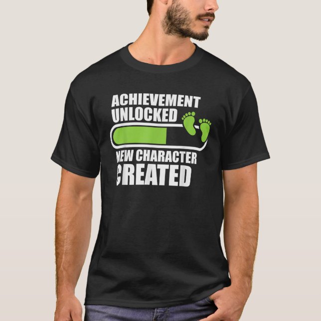 Camiseta Logro Desbloqueado Nuevo Carácter Creado Gracioso  (Anverso)