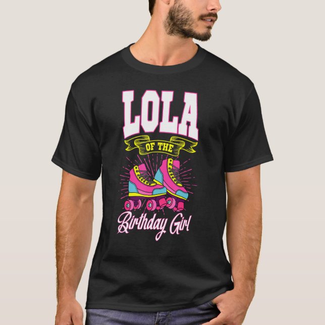 Camiseta Lola Del Chica De Cumpleaños Patinadores De Patine (Anverso)