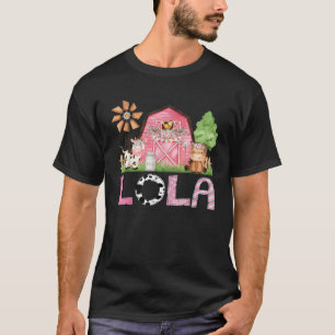 Camiseta Lola Pink Farm Animal Birthday Kids Matching Famil
