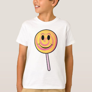 Camiseta Lollipop amarillo sonriente lindo del dibujo