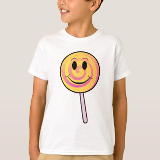Camiseta Lollipop amarillo sonriente lindo del dibujo