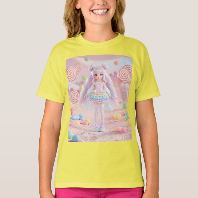 Camiseta Lollipop arcoiris muñeca Kawaii (Anverso)