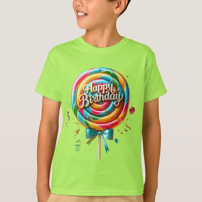 Camiseta Lollipop de cumpleaños arcoiris (Anverso)