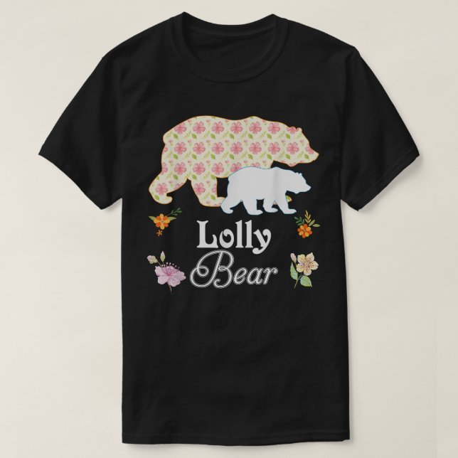 Camiseta Lolly Floral Flower Bear Cute Family Mami Abuela (Diseño del anverso)