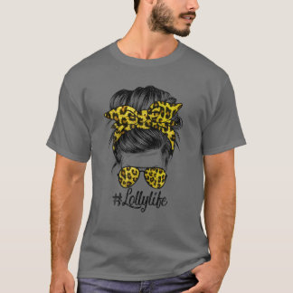 Camiseta Lolly Life Messy Hair Bun Leopard Women's D