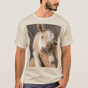 Camiseta Lona de fotografía de granja rústica de cabra bebé