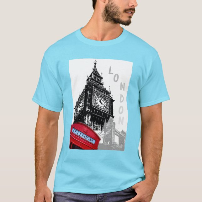 Camiseta London Big Ben Clock Tower Red Phone Box (Anverso)