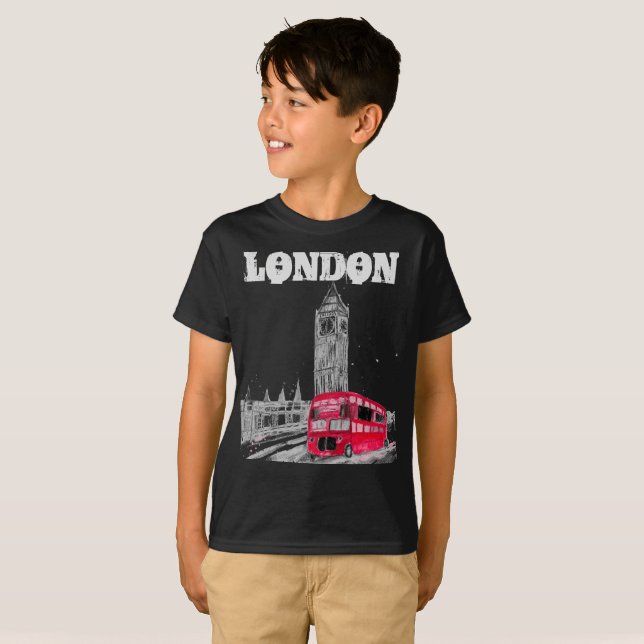 Camiseta London Black Modern Boys England Reino Unido (Anverso completo)