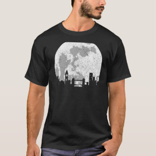 Camiseta London Skyline Moon Uk Vintage Reino Unido Engl