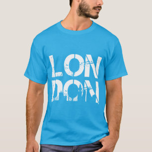 Camiseta Londres angustiado con silueta de monumentos famos