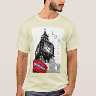 Camiseta Londres Big Ben Clock Tower Red Phone Box Trend