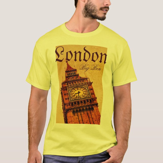 Camiseta Londres, grunge de Big Ben (Anverso)