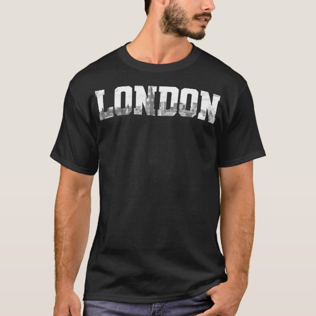 Camiseta Londres Inglaterra Reino Unido Skyline Black & Whi (Anverso)