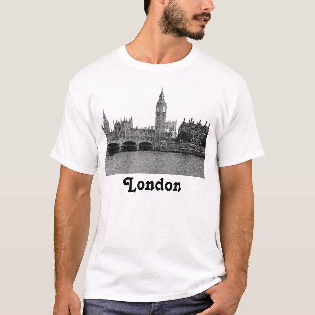 Camiseta Londres Inglaterra Reino Unido Skyline Etched (Anverso)