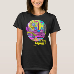 Camiseta Londres Inglaterra Retro Vaporwave 90 Mod Colorful