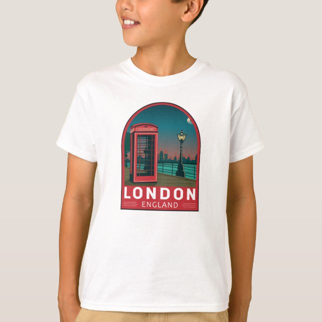 Camiseta Londres Inglaterra Retro Viaje Arte Vintage (Anverso)