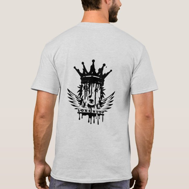 Camiseta Lone Wolf Crown – Gothic Wolf King Drippi (Reverso)