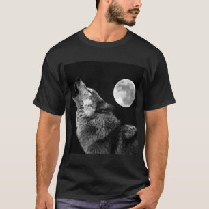 Camiseta Lone Wolf Howling en la Luna