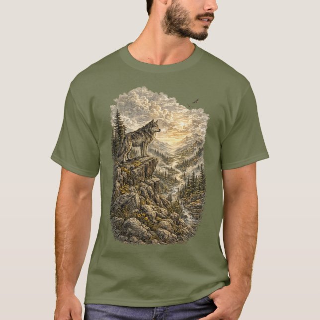 Camiseta Lone Wolf on a ridge (Anverso)