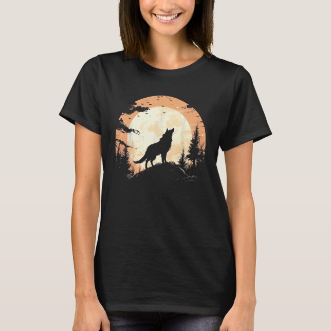 Camiseta Lonely Wolf Under the Moon Mountain Graphics (Anverso)