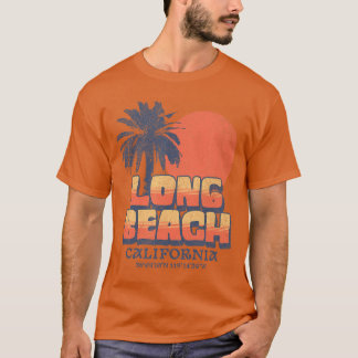 Camiseta Long Beach California Atardecer Retro Palma Cali 