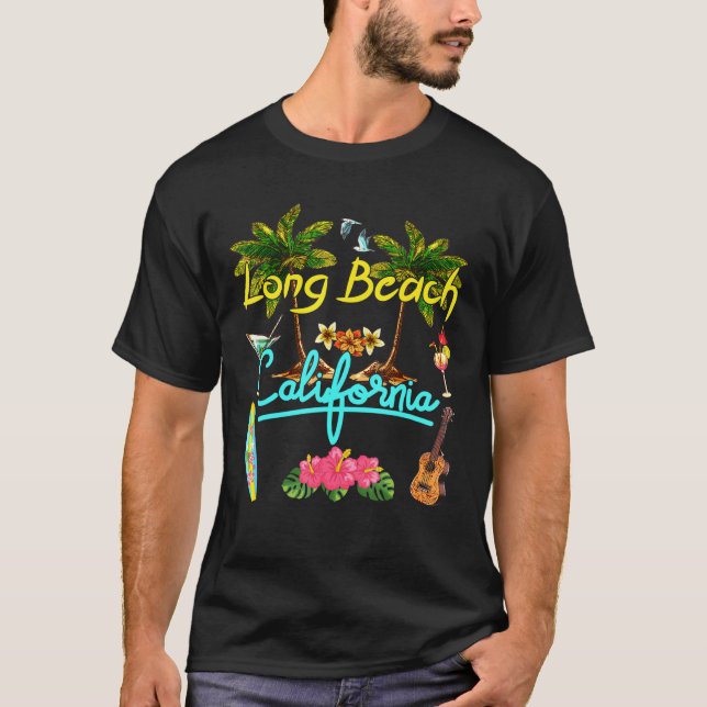 Camiseta Long Beach California Summer Palm Surf Sun Set Pal (Anverso)