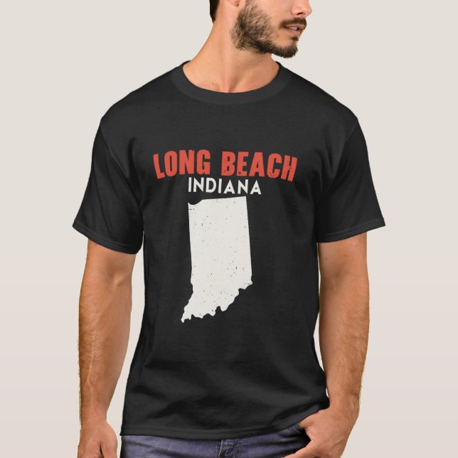 Camiseta Long Beach Indiana USA State America Viaja India (Anverso)