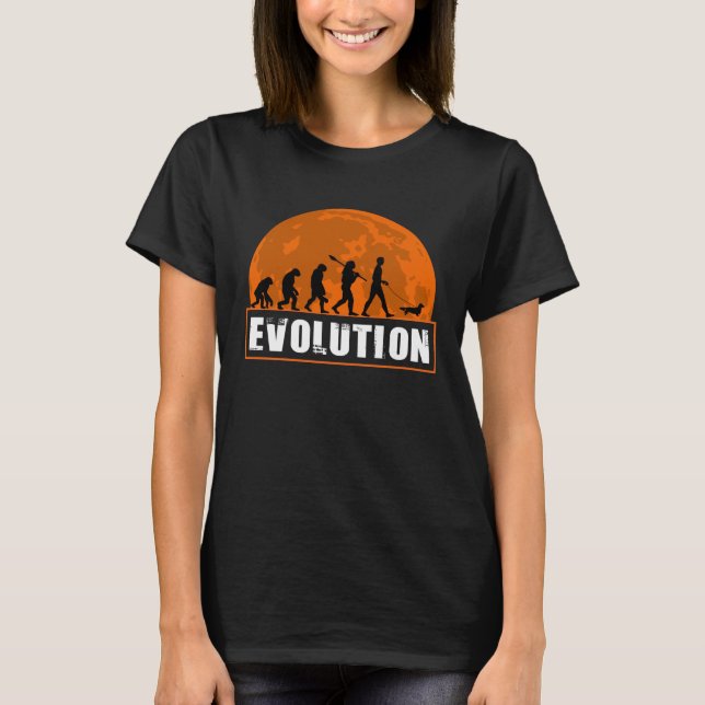 Camiseta Long Haired Dachshund Dog Dad Human Evolution (Anverso)