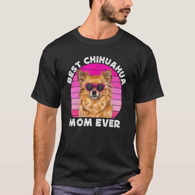 Camiseta Long Haired Hair Chihuahua Mom Brown Chiwawa  Dog  (Anverso)