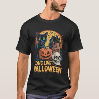 Camiseta Long Live Halloween Funny Pumpkin Halloween Black 