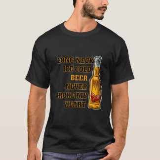 Camiseta Long Neck Ice Cold Beer Never Broke My He