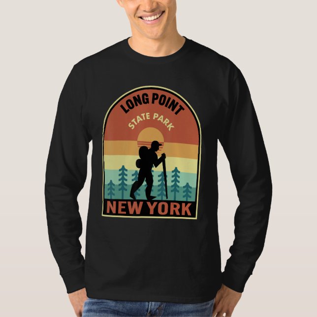 Camiseta Long Point State Park New York Retro Hiking (Anverso)