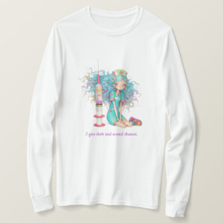 Camiseta Long Sleeve I give shots and second chances. Nurse