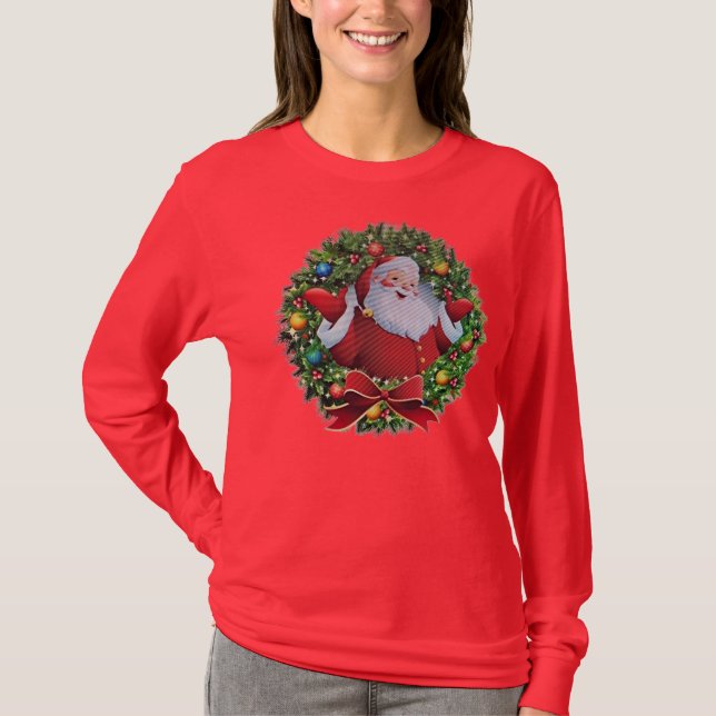 Camiseta Long Sleeve Santa Clause T Shirts (Anverso)