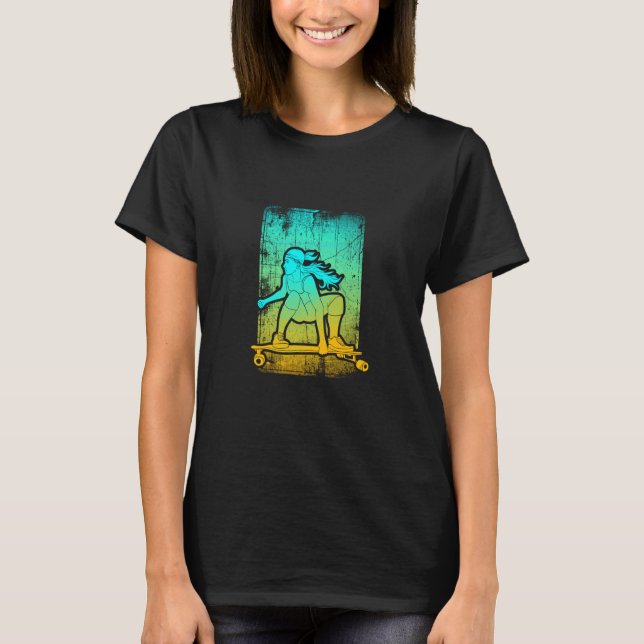 Camiseta Longboard Skateboard Dancing Skater Girl Skateboar (Anverso)