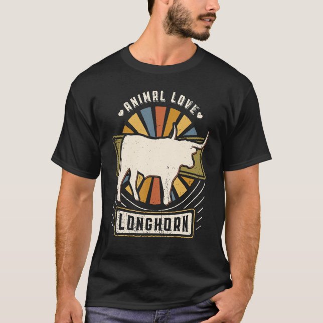 Camiseta Longhorn Vintage Classic Retro Animal (Anverso)