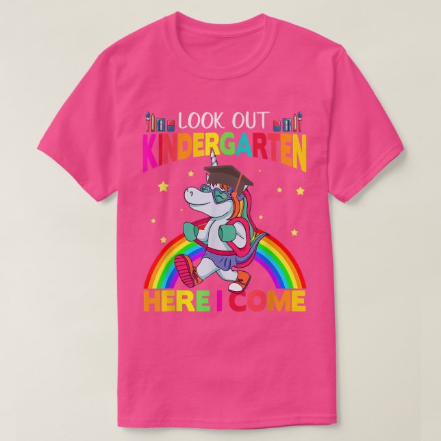 Camiseta Look Out Kindergarten Here I Come Funny Unicorn Ba (Diseño del anverso)