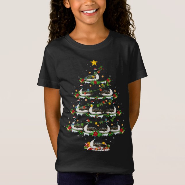 Camiseta Loon Bird Lover Xmas Lights Loon Christmas Tree (Anverso)