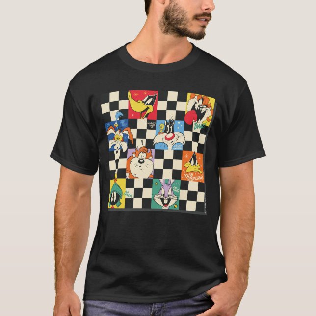 Camiseta LOONEY TUNES™ Characters on Black & White Checker (Anverso)