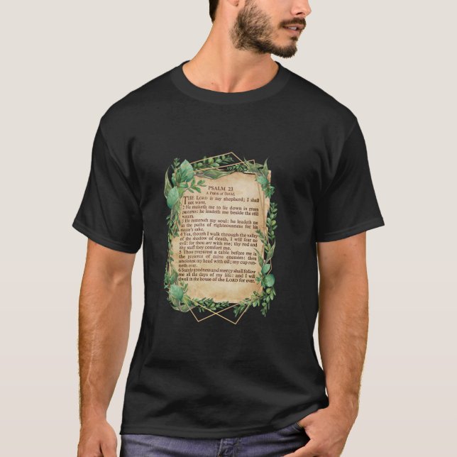 Camiseta LORD es My Shepherd Psalm 23 Leaf Art Design R (Anverso)