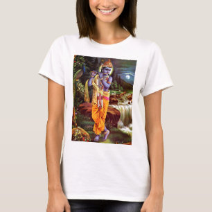 Camiseta Lord Krishna con el Dios hindú flauta