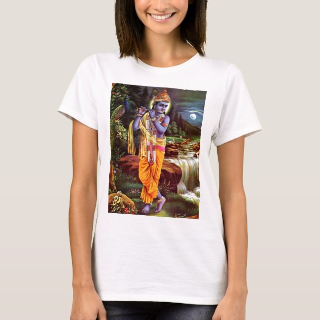 Camiseta Lord Krishna con el Dios hindú flauta (Anverso)
