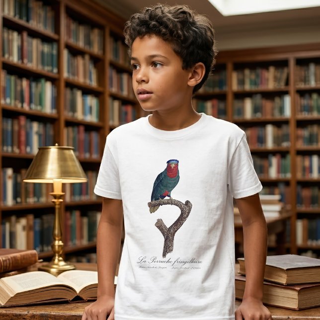 Camiseta Lori de corona azul, Vini Australis (Blue-Crowned Lorikeet, Vini Australis. Boy Basic White T-Shirt)