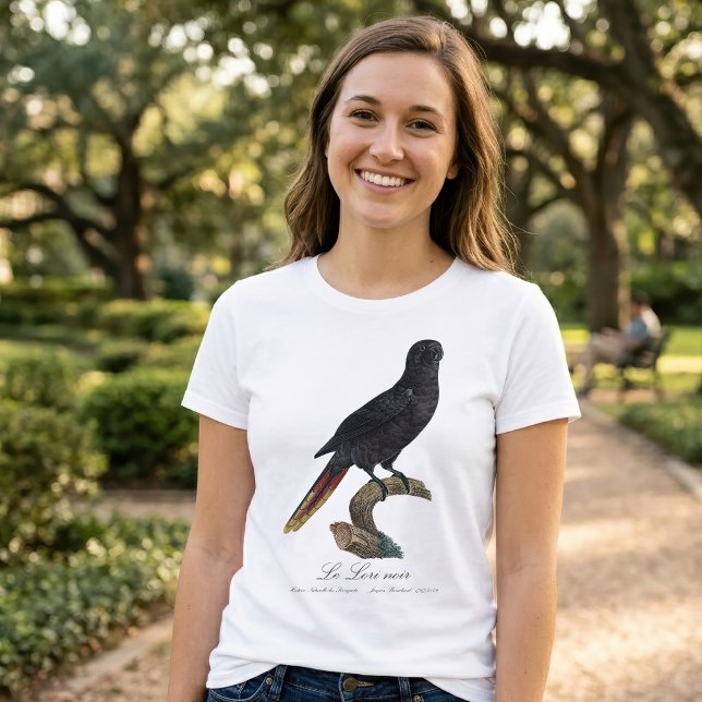 Camiseta Lori negro o Lori de plumas rojas, Chalcopsitta at (Black Lory or Red-Quilled Lory, Chalcopsitta atra. Women Basic White T-Shirt)