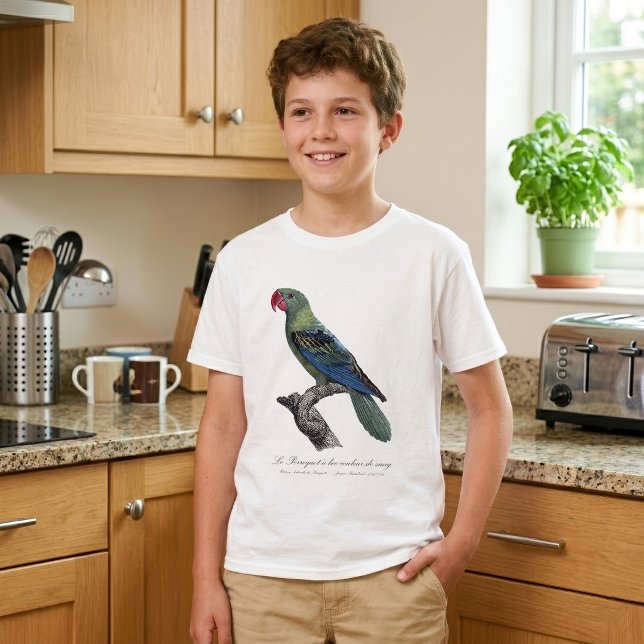 Camiseta Loricato de Pico Grande, Tanygnathus Megalorynchos (Great-Billed Parrot, Tanygnathus Megalorynchos. Boy Basic White T-Shirt)