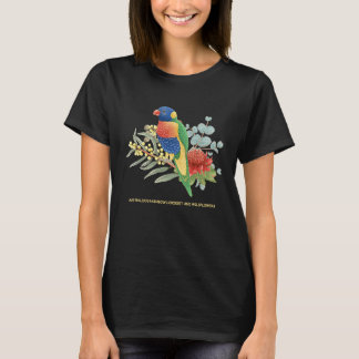 Camiseta Lorikeet arcoiris australiano y flores silvestres