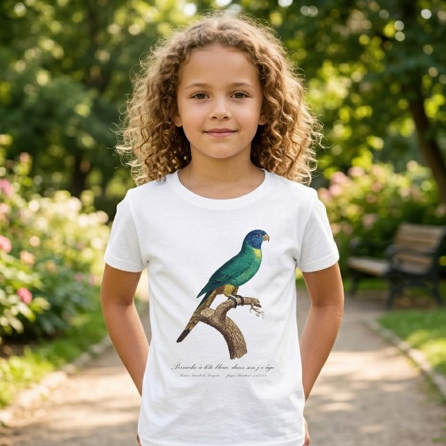 Camiseta loriquito arcoíris juvenil Trichoglossus moluccanu (Perruche a tete bleue / Rainbow lorikeet, juvenile. Girl Basic White T-Shirt)