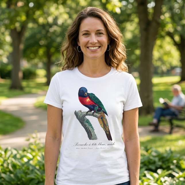 Camiseta Loriquito Arcoíris Macho, Trichoglossus Moluccanus (Rainbow Lorikeet Male, Trichoglossus Moluccanus. Women Basic White T-Shirt)